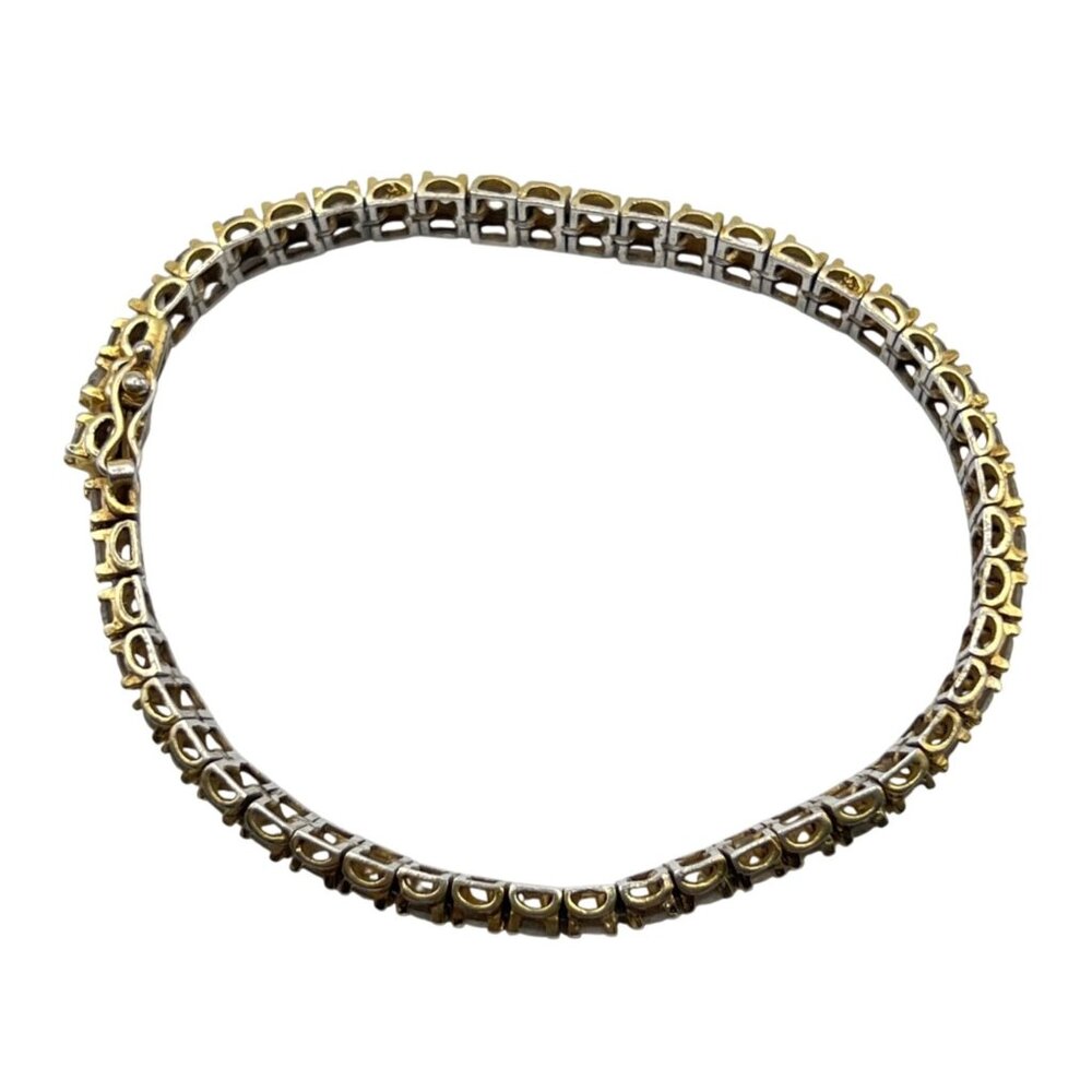 PAJ Sterling Silver Vermeil CZ Tennis Bracelet 7" 15.27g 6mm Classic Layering - Picture 4 of 13